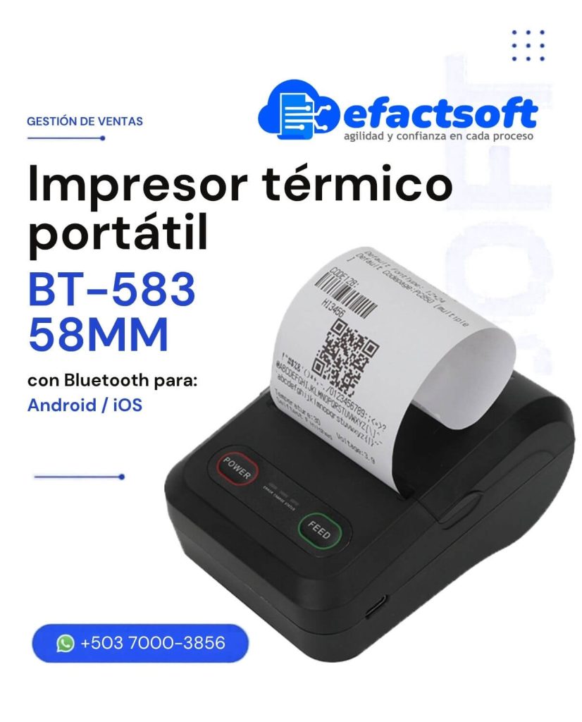 Impresor térmico portátil El Salvador Bluetooth 58mm BT-583